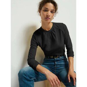 Nation Los Angeles‎ Womens Alejandra Long Sleeve Tee Pima Cotton Jet Black Large